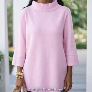 Shop‎ the Mint Womens Pink Mock Neck Knit Tunic Top Small Stretch Barbiecore